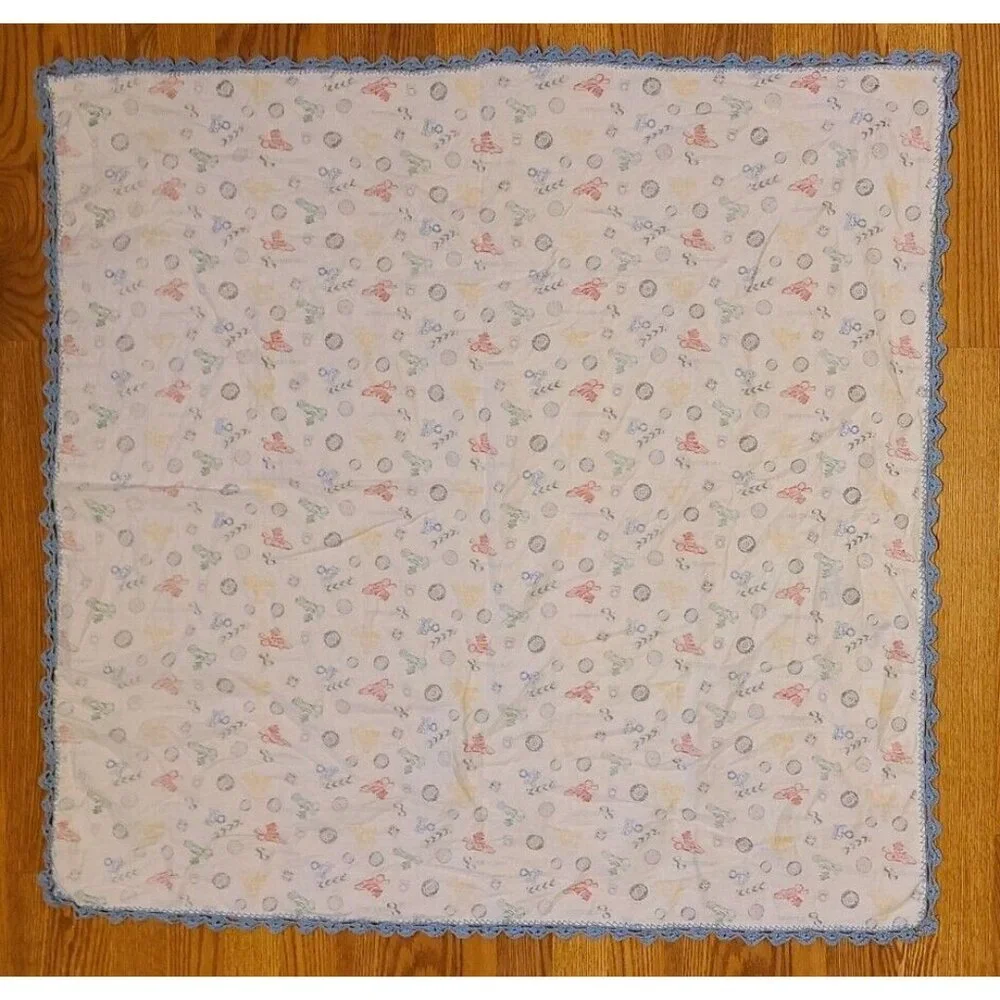 Mario Kart‎ Baby Blanket with Blue Crochet/Knit Trim 41